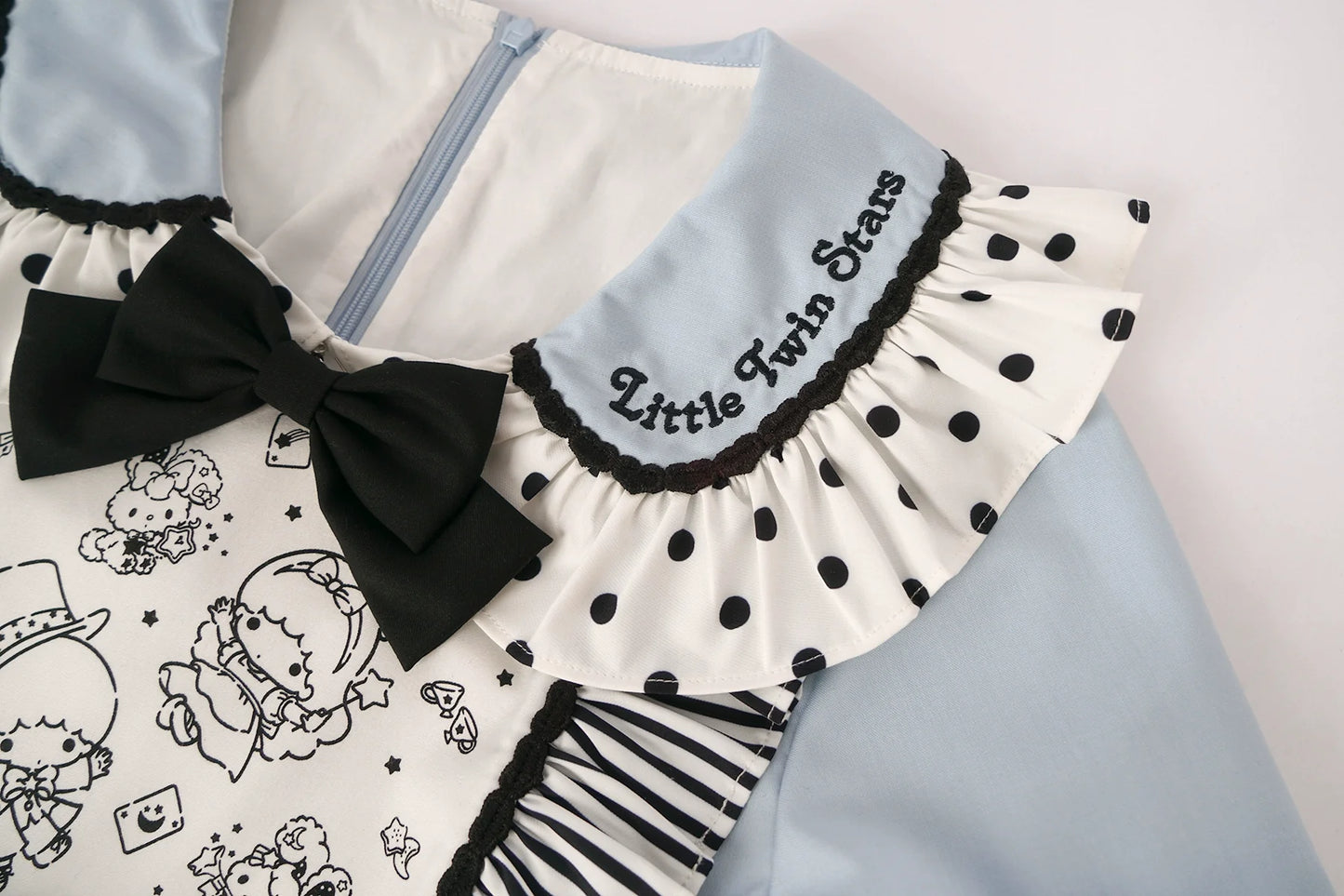 Vcastle - Sweet Lolita OP Dress Splicing Sleeve Apron Dot Print Dress
