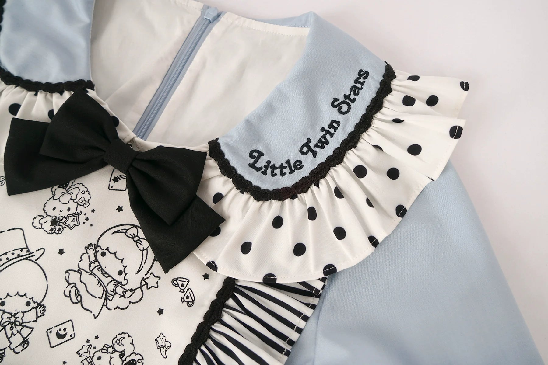 Vcastle - Sweet Lolita OP Dress Splicing Sleeve Apron Dot Print Dress