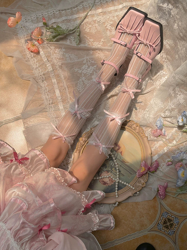 WAGUIR - Sweet Lolita Mid-Calf Socks 3-Layer Lace Mesh Fairy Thin Socks