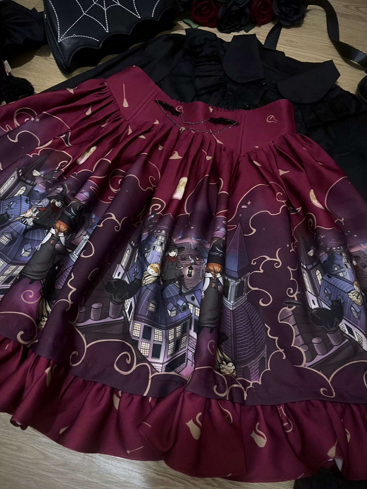 Magic Tea Party - Witching Night - Gothic Lolita SK Halloween Chiffon Skirt