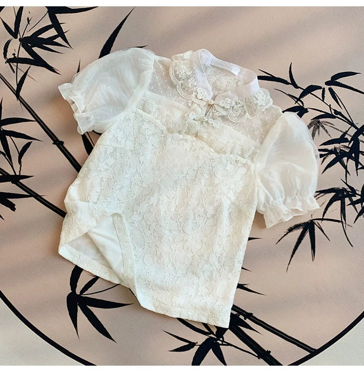 With PUJI - Moon Gauze - Qi Lolita Blouse Chinese Style Shirt