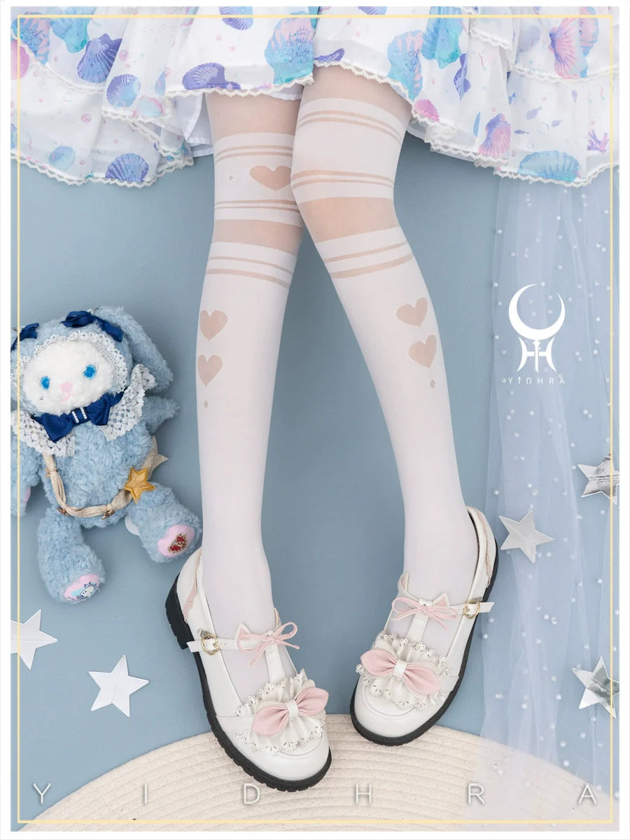 Yidhra - Enchanting Magic - Sweet Lolita Pantyhose Heart Hollow Out Thin Tights