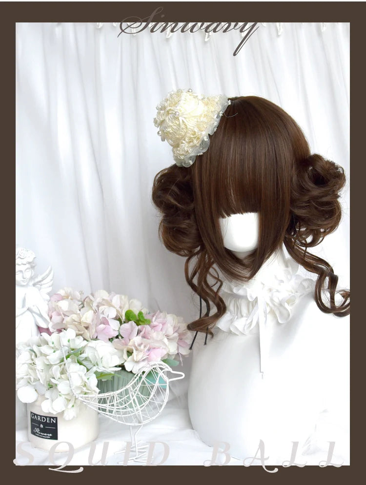 Sinwavy - Kawaii Lolita Brown Wig Cute Bun Ponytail Doll-like Wig