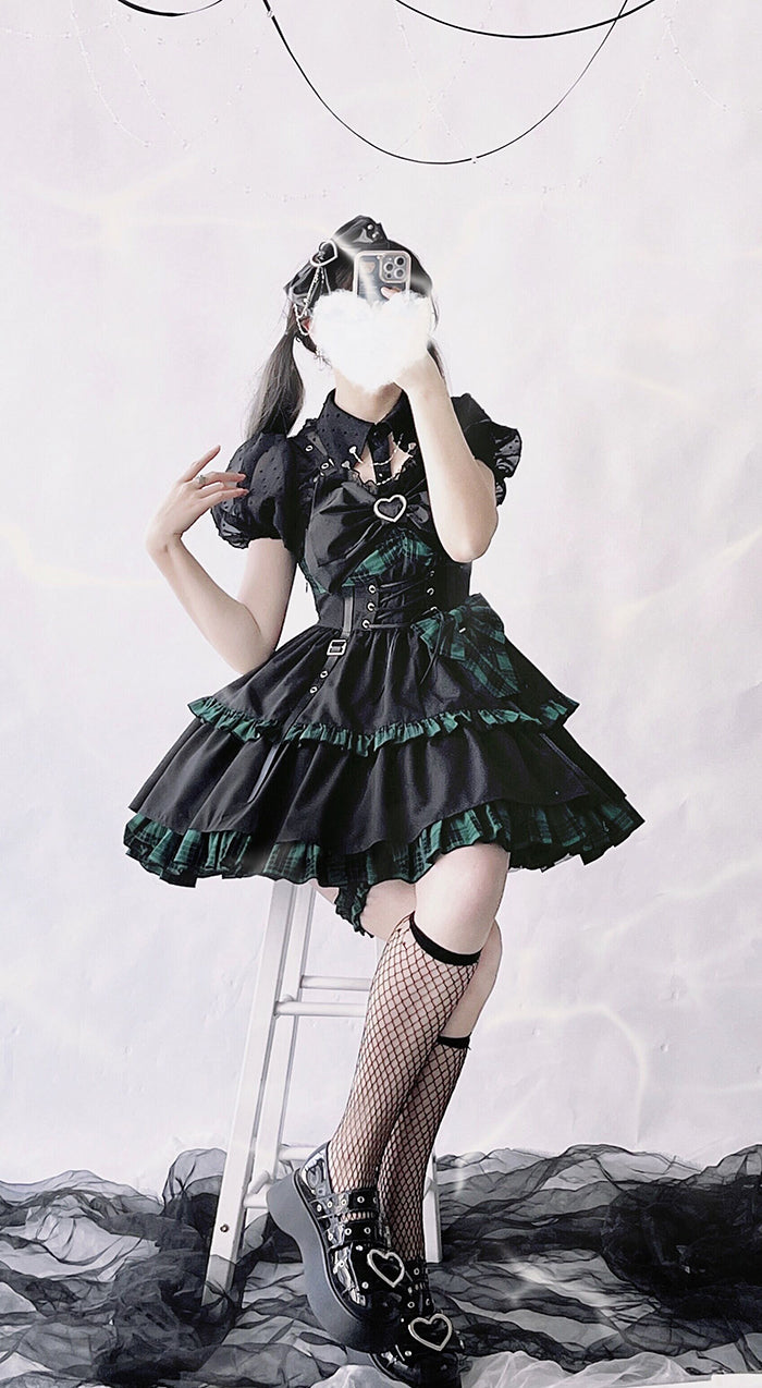 Alice Girl - Gothic Lolita Blouse Short Sleeve Black Shirt