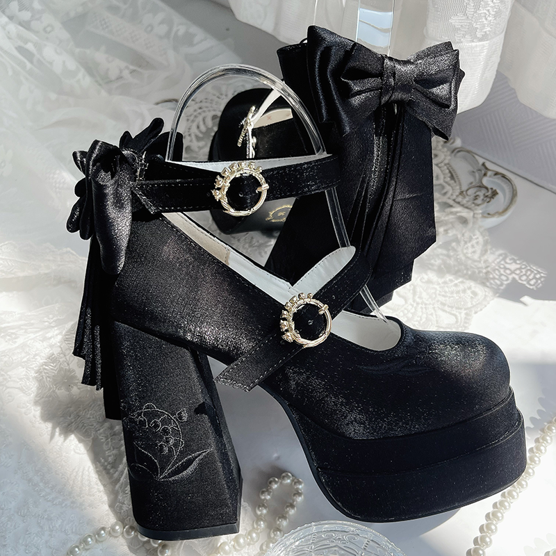 Dreamland - Floating Dream Lily - Elegant Lolita High Heel Shoes, Detachable Bow