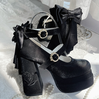 Dreamland - Floating Dream Lily - Elegant Lolita High Heel Shoes, Detachable Bow