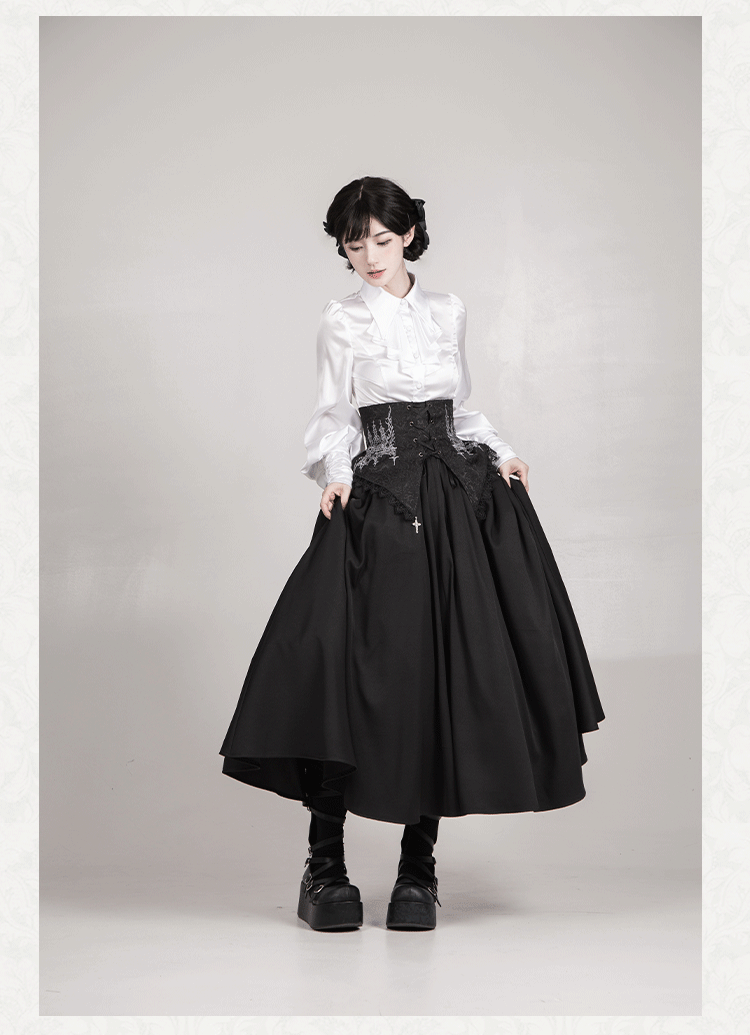 With PUJI - Thorny Night - Gothic Lolita Bust-supporting Skirt With Removable&Adjustable Strap
