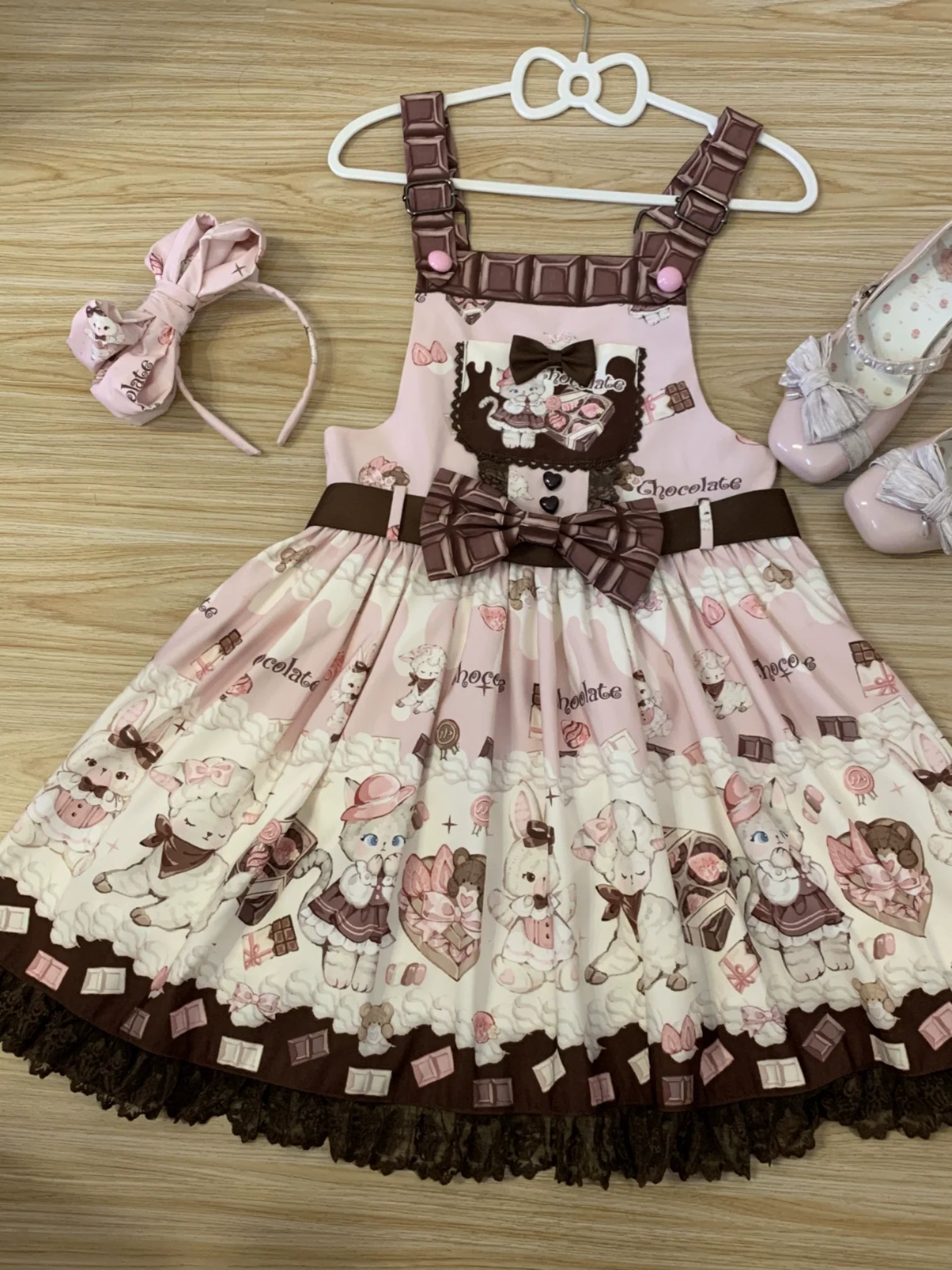 TwilightCrush - Heartbeat Miao Qiao - Kawaii Lolita Salopette Summer Cat Print Dress