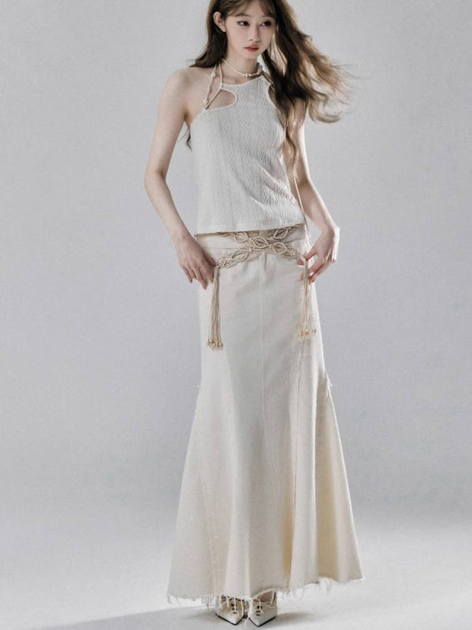 Long denim skirt【s0000009246】