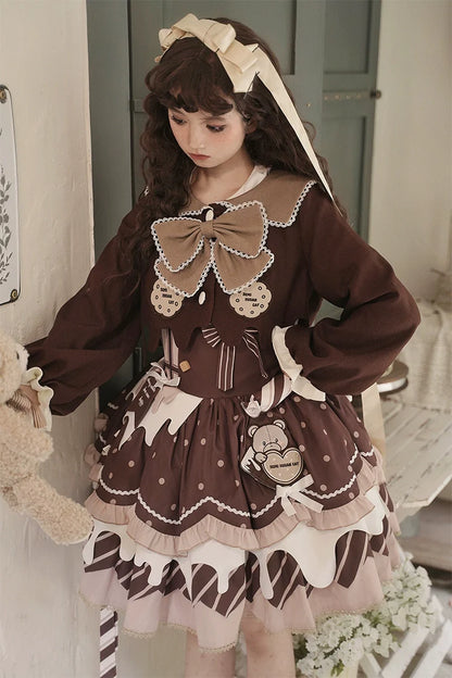Half Sweet Lolita - Chocolate Milk Pie - Sweet Lolita Jumper Dress Summer Salopette