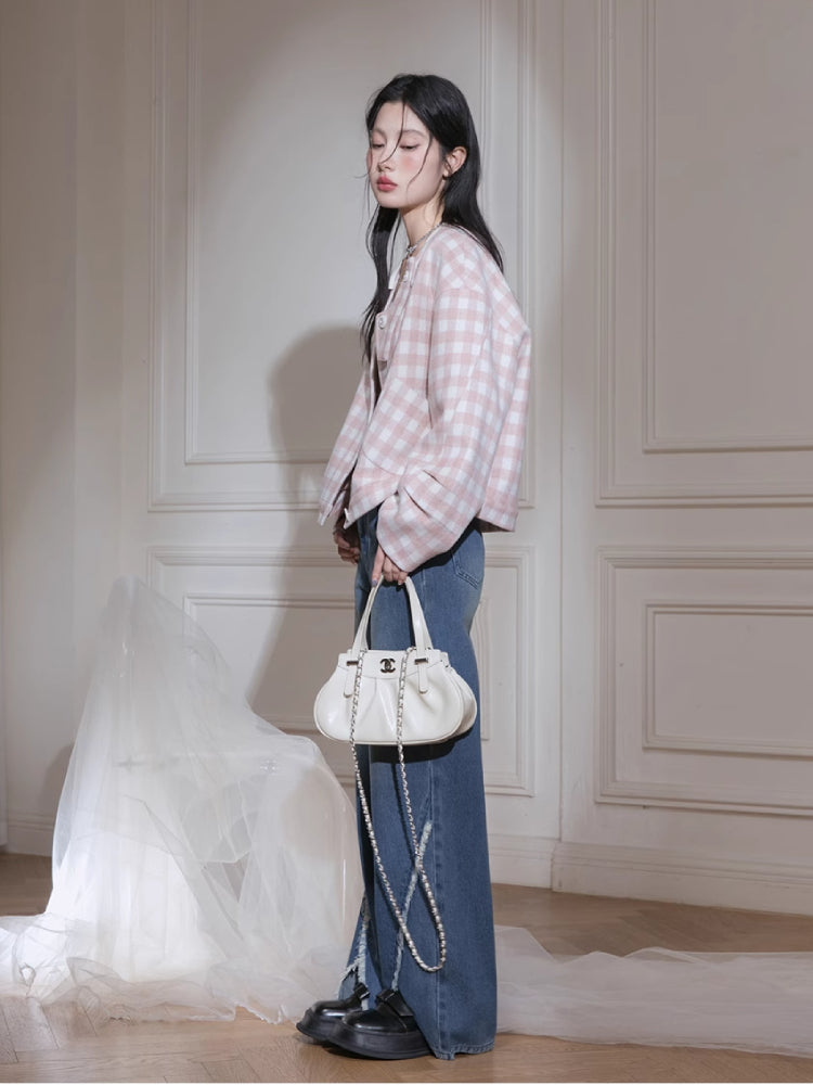 Plaid jacket + skirt【s0000007221】