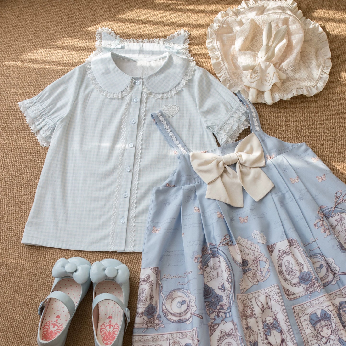 MIST - Kawaii Lolita Plaid Blouse With Cat Ear Peter Pan Collar