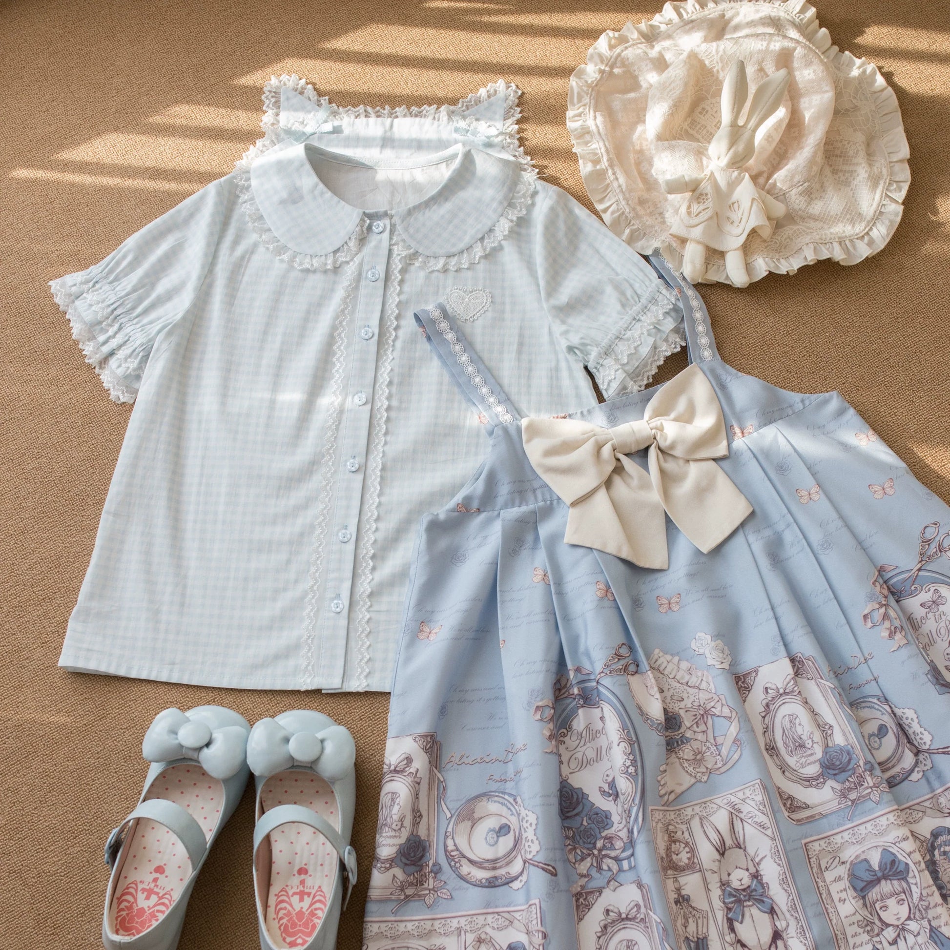 MIST - Kawaii Lolita Plaid Blouse With Cat Ear Peter Pan Collar