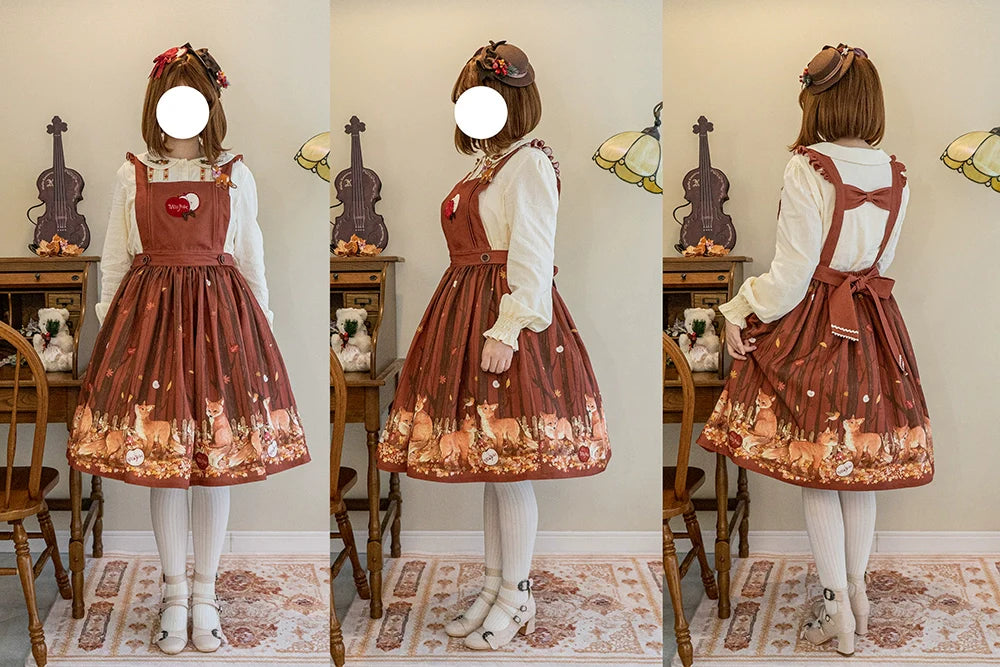 Miss Point - Chubby Fox in the Forest - Sweet Lolita Shirt Embroidered Collar Customized Blouse