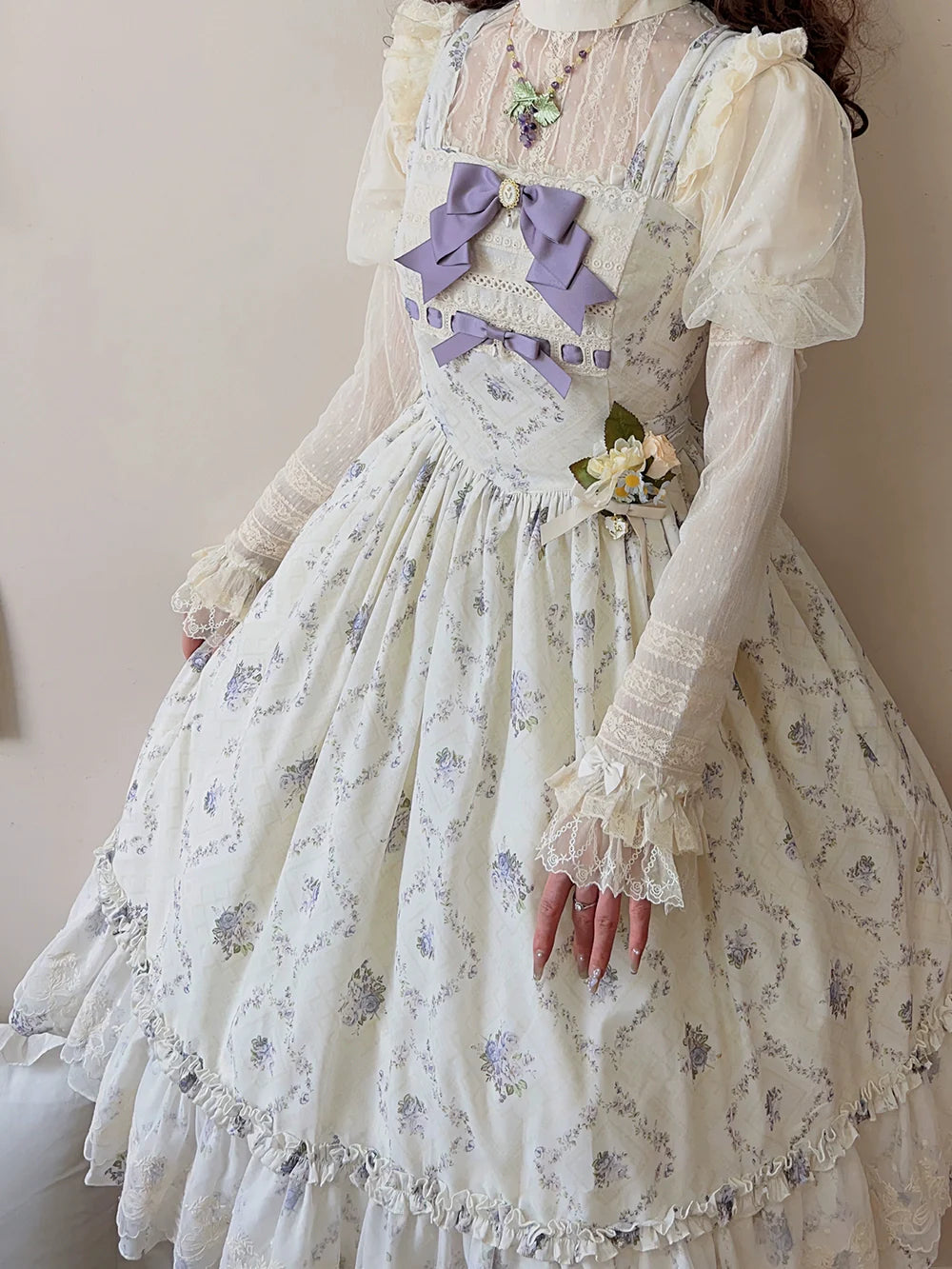 Miss Point - Kaleidoscope - Classical Lolita Shirt Dot Gauze Detachable Puff Sleeve Blouse Customized