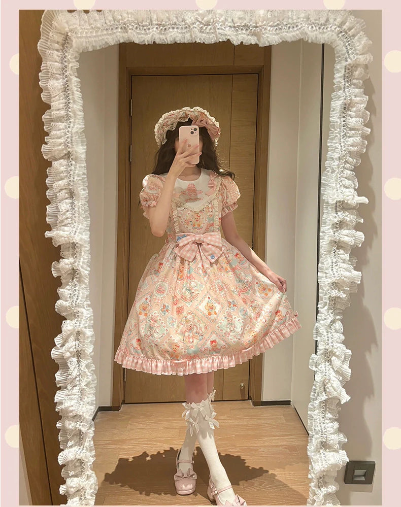 NanShengGe - Sheep Party - Sweet Lolita OP V-Neckline Lolita Dress