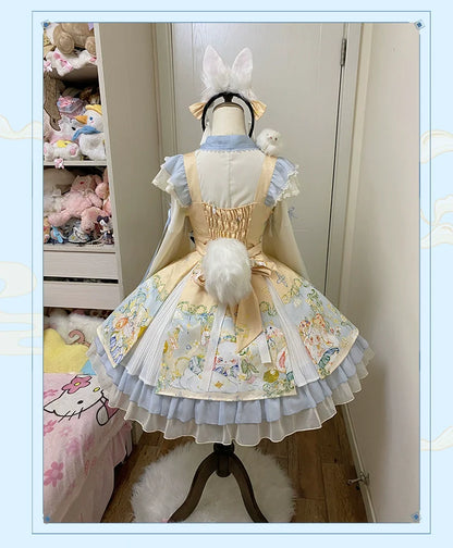 YingLuoFu - Laurel - Kawaii Han Lolita Jumper Dress Rabbit Print
