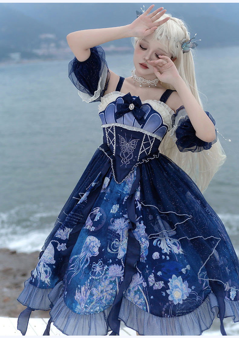 YingLuoFu - Original Elegant Lolita Blue Lolita JSK