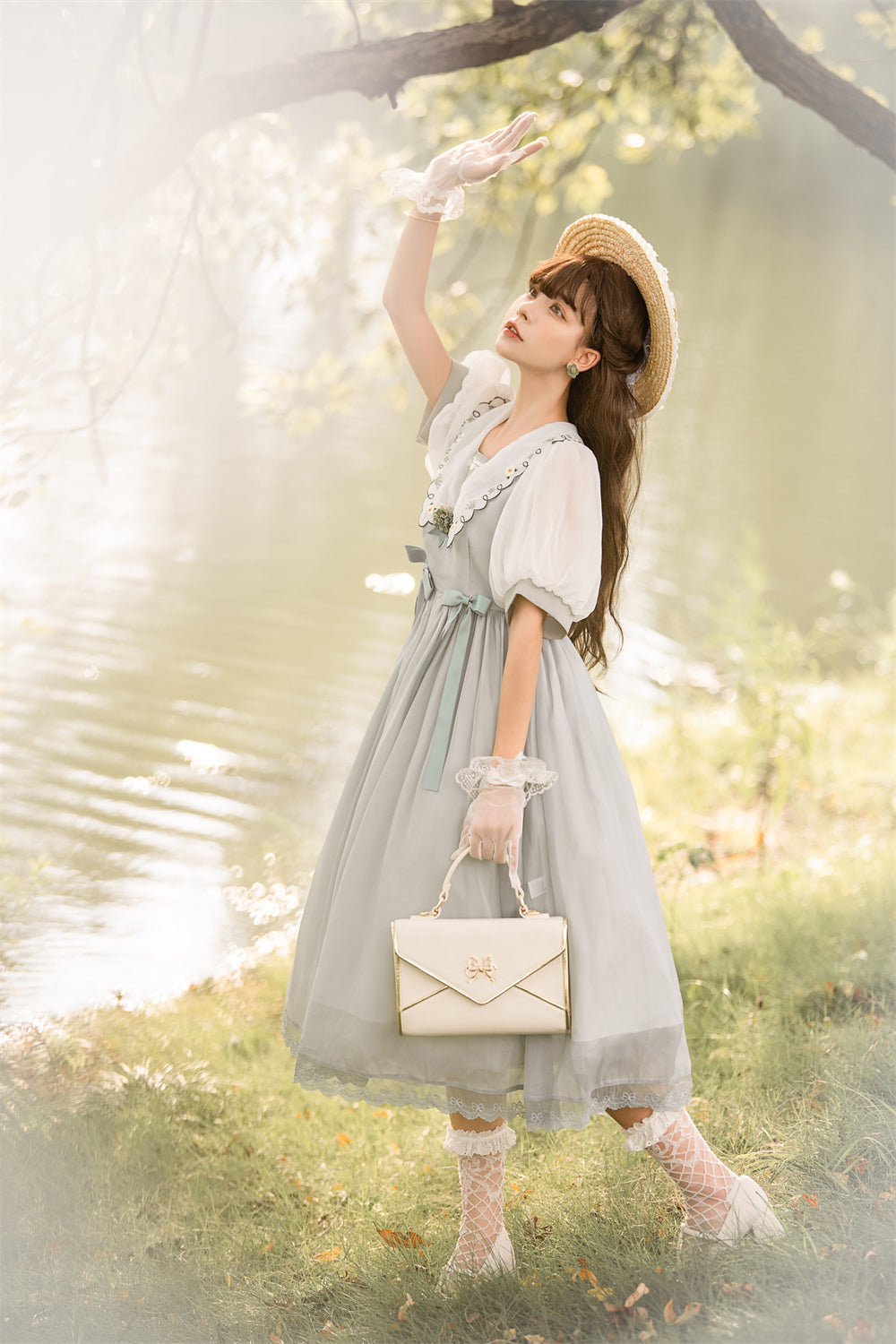 EESSILY - Afternoon Courtryard - Kawaii Lolita Summer Embroidery OP