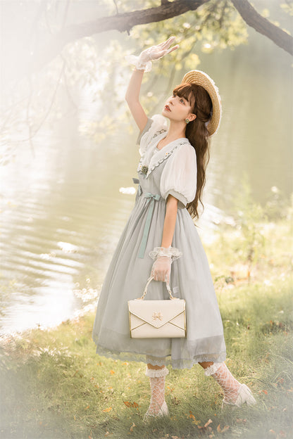 EESSILY - Afternoon Courtryard - Kawaii Lolita Summer Embroidery OP