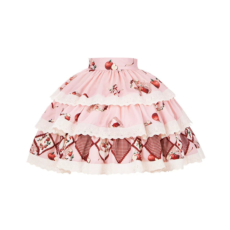 With PUJI - Apple Orchard - Country Lolita SK Embroidered Twins Lolita Top Skirt
