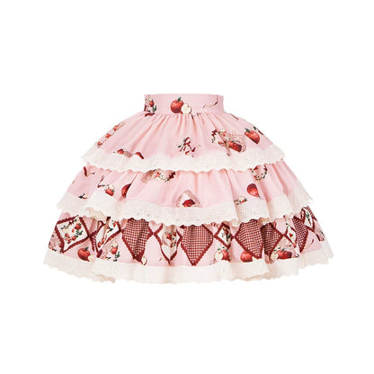 With PUJI - Apple Orchard - Country Lolita SK Embroidered Twins Lolita Top Skirt