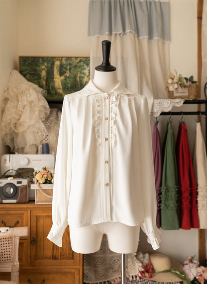 Forest Wardrobe - Forest Basket - Elegant Lolita Shirt Retro Dual Collar Versatile Shirt