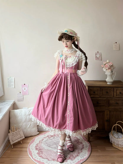 Uncle's Workshop - Fluttering Cherry Spring Strings - Cotton Sweet Lolita JSK Dress