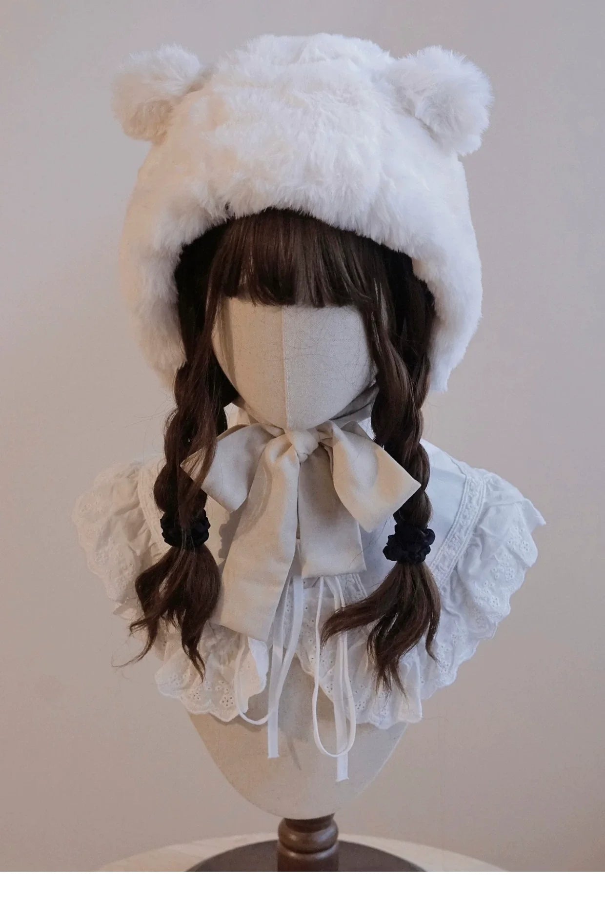 Besozealous - Winter Lolita Hat Bear Ears Hooded Hat