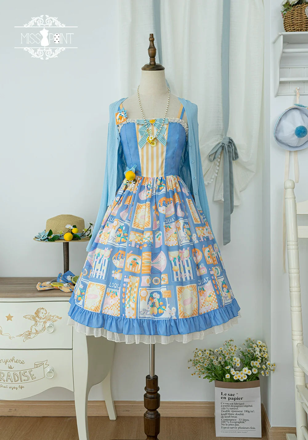Miss Point - Daisy Lemon - Daily Lolita Lemon Print JSK Customized