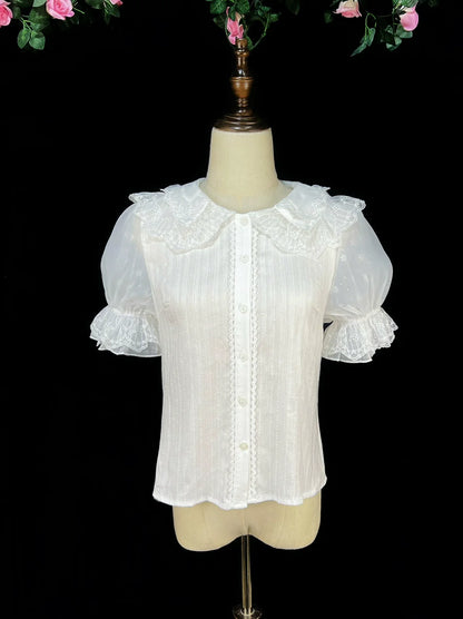 DMFS - Sweet Lolita Shirt Cotton Lolita Blouse Doll Collar