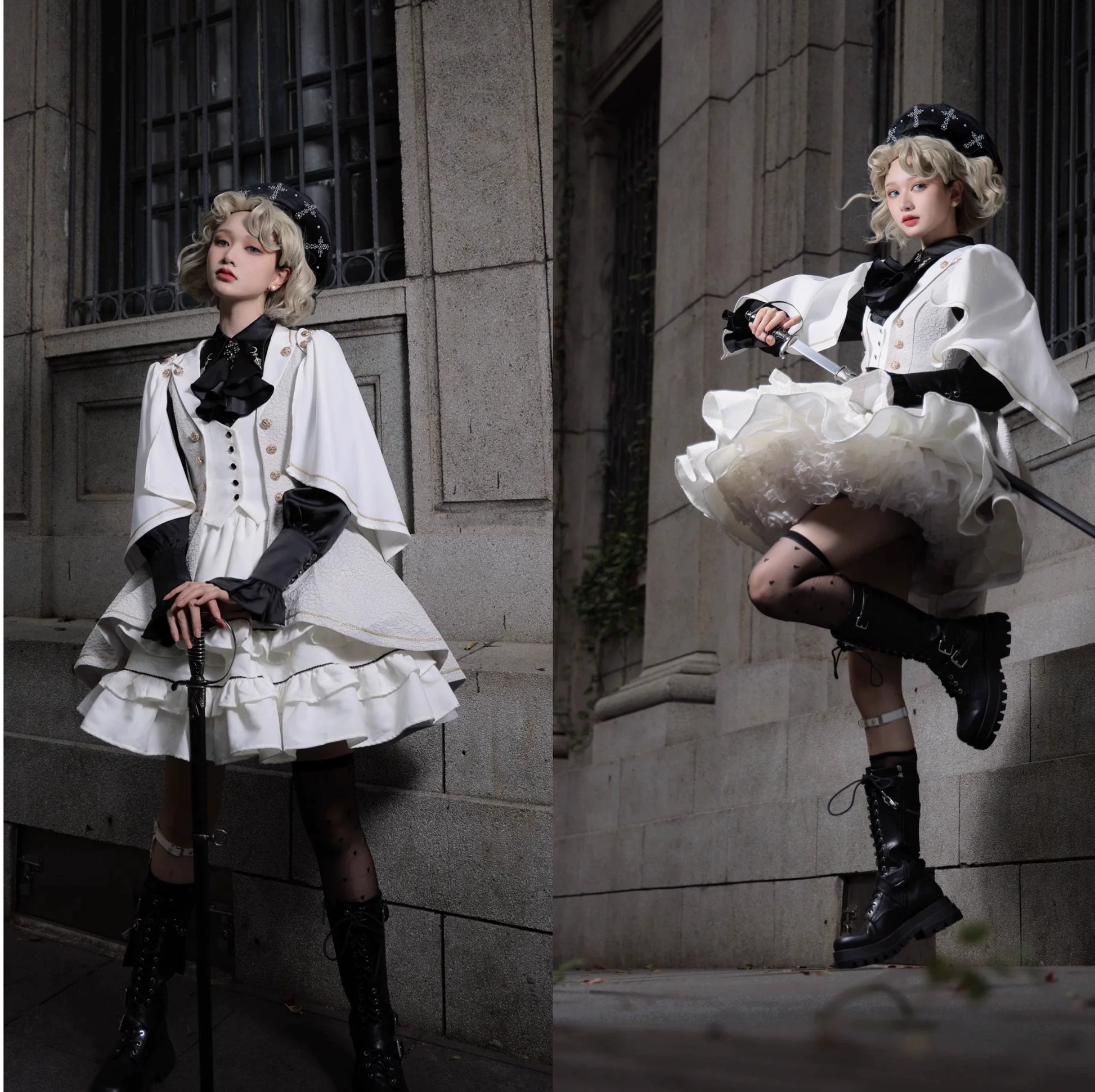 SilentMars - Law of the Fallen Moon - Retro Lolita Vest Coat Suit Knight Style Skirt