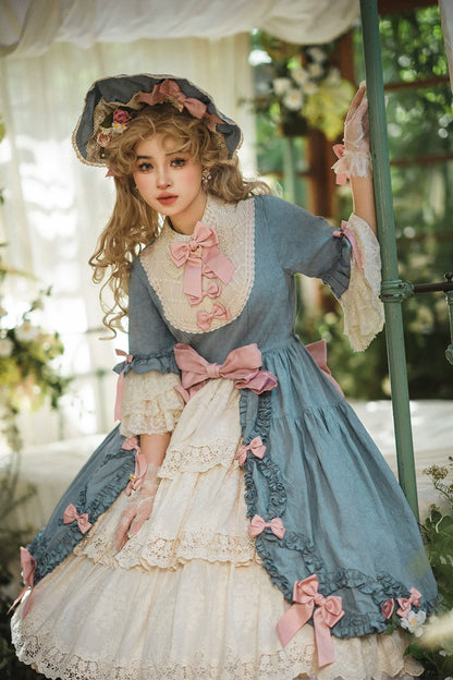 Miss Point - Lilyka Garden - Classic Lolita OP Dress Set Elegant Floral Wall Princess Sleeve
