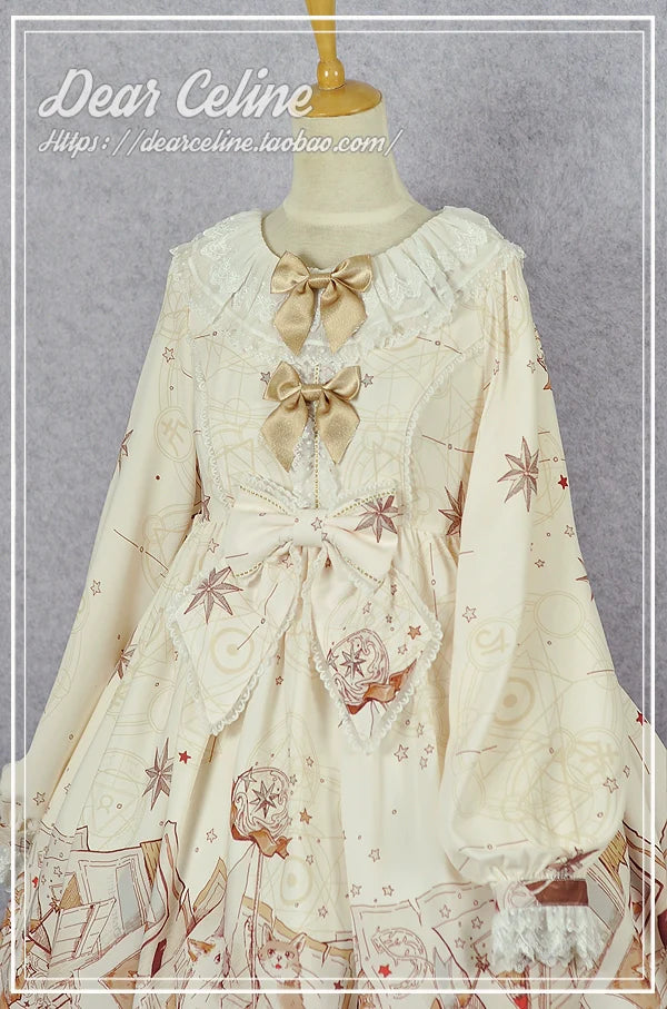 Dear Celine - Cat Professor's Magic Class - Daily Lolita OP Dress Long Sleeve Dress