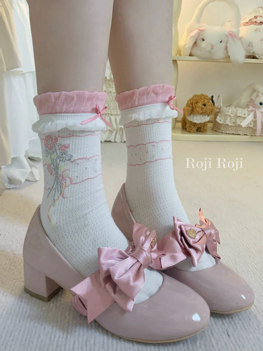 Roji Roji - Spring Floral - Sweet Cotton Lolita Ankle Socks