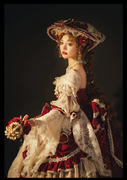 Guaji - Isabella - Wedding Lolita OP Bridal Dress with Tiered Petticoat and Trailing