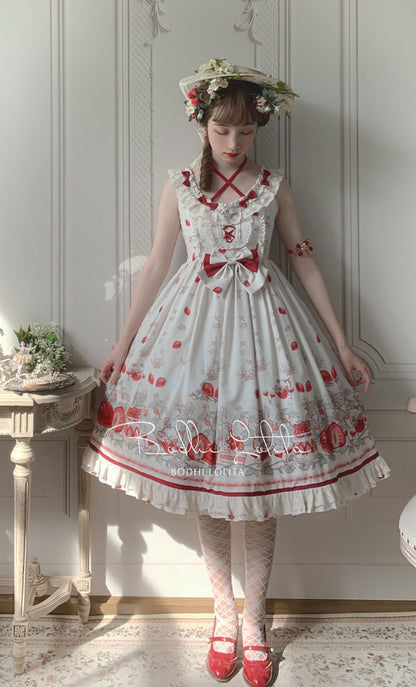 Bodhi Lolita - Strawberry Fruit Tea SP - Apricot Sweet Lolita Jumper Dress