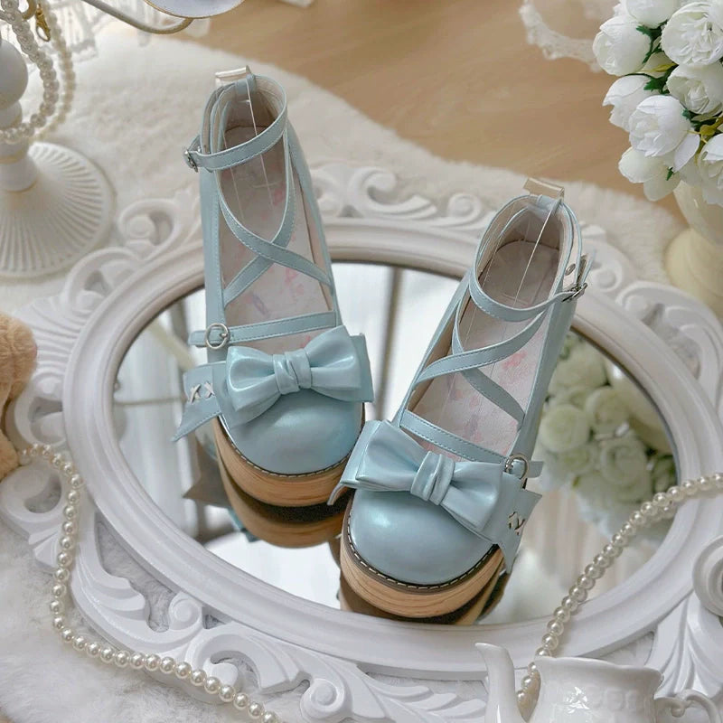 SeeYou - Sweet Cake - Sweet Lolita Platform Shoes Wood Grain