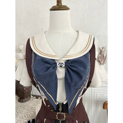 Designer's Gift - Voyager's Daily - Ouji Lolita Suspender Shorts Set with Shirt & Trailing