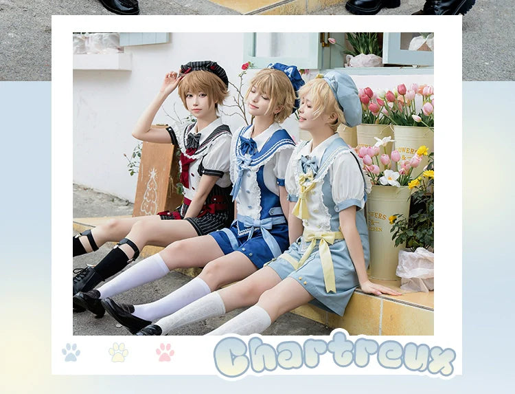 Forest Fluorescent Carps - Small Animal Team - Ouji Lolita Suit Male Lolita Shirt Shorts