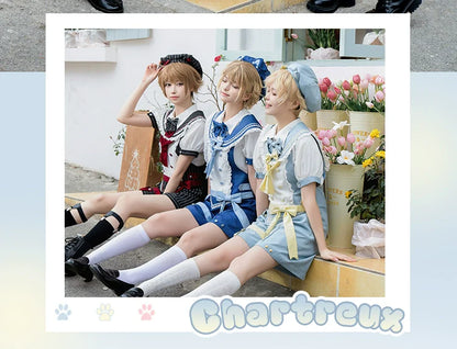 Forest Fluorescent Carps - Small Animal Team - Ouji Lolita Suit Male Lolita Shirt Shorts