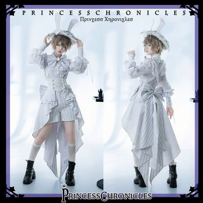 Princess Chronicles - Rabbit Theater White Moonlight - Ouji Lolita Shorts Set, Rabbit Hat
