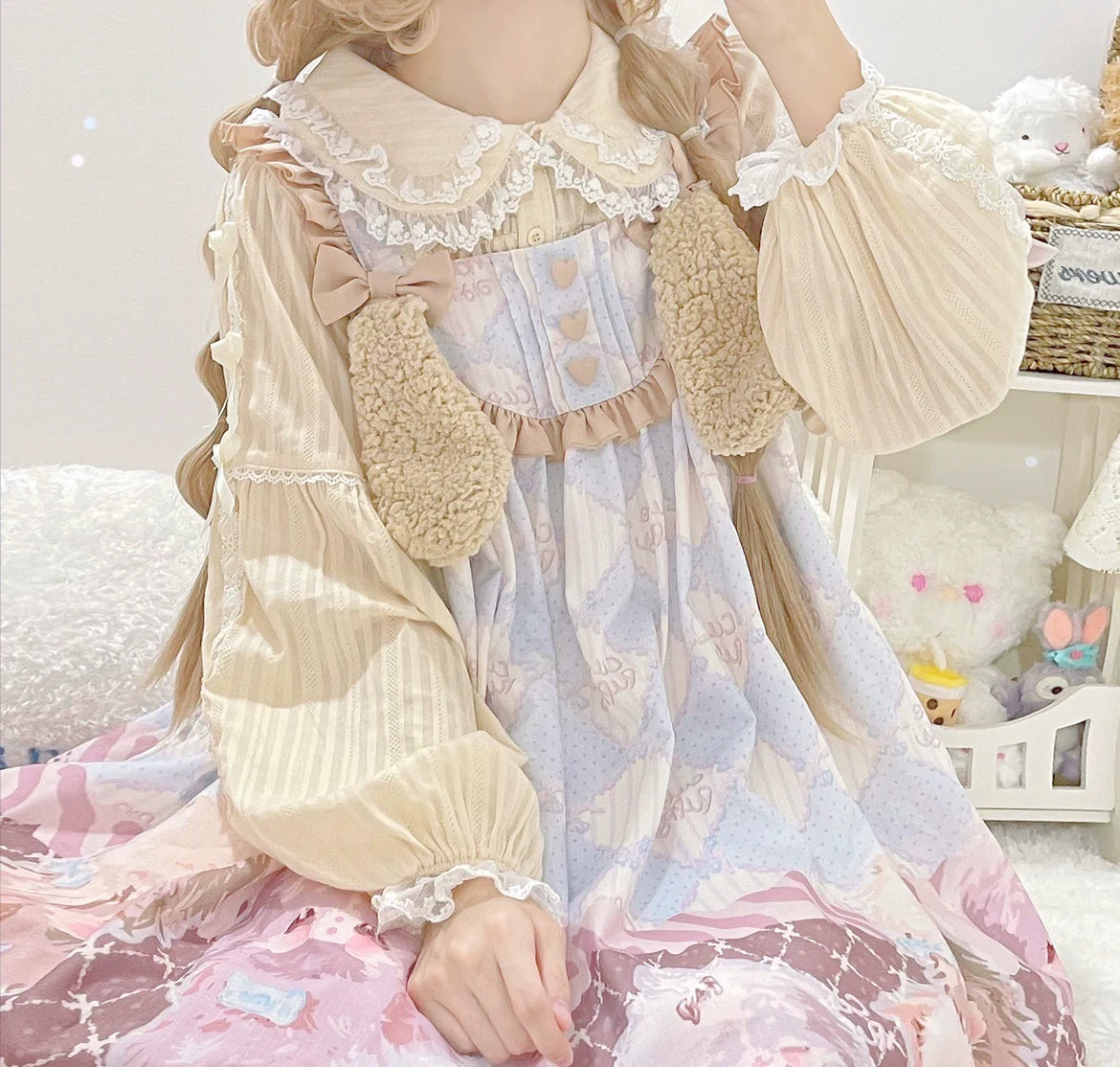 DMFS Lolita - Sweet Lolita Shirt Doll Collar Blouse High-waisted