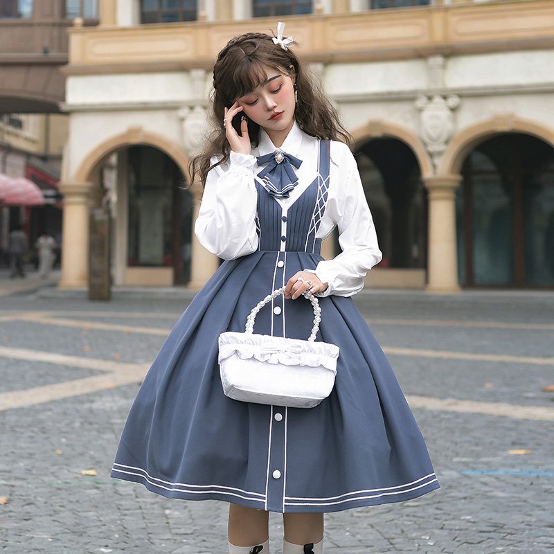 Chunlv Lolita - Book of Lies - Elegant College Style Princess JSK Set