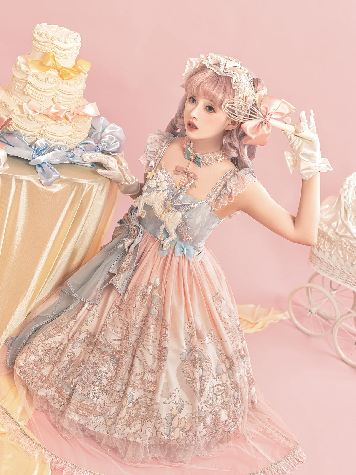 Designer Gift - CloudPlay - Sweet Lolita JSK Dress, Carousel Print