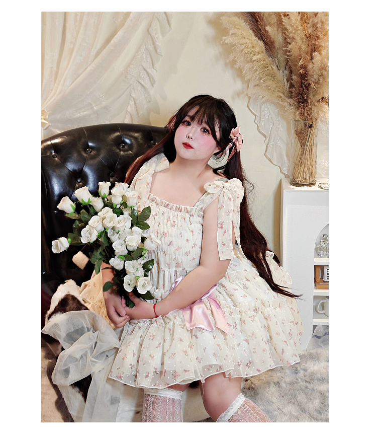 Rouroudream - Teenage Mind - Plus Size Lolita JSK Dress Chiffon Floral Print
