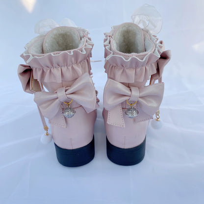 Fairy Godmother - Enthusiastic Ideation - Elegant Lolita Shoes Fleeced Short Martin Boots
