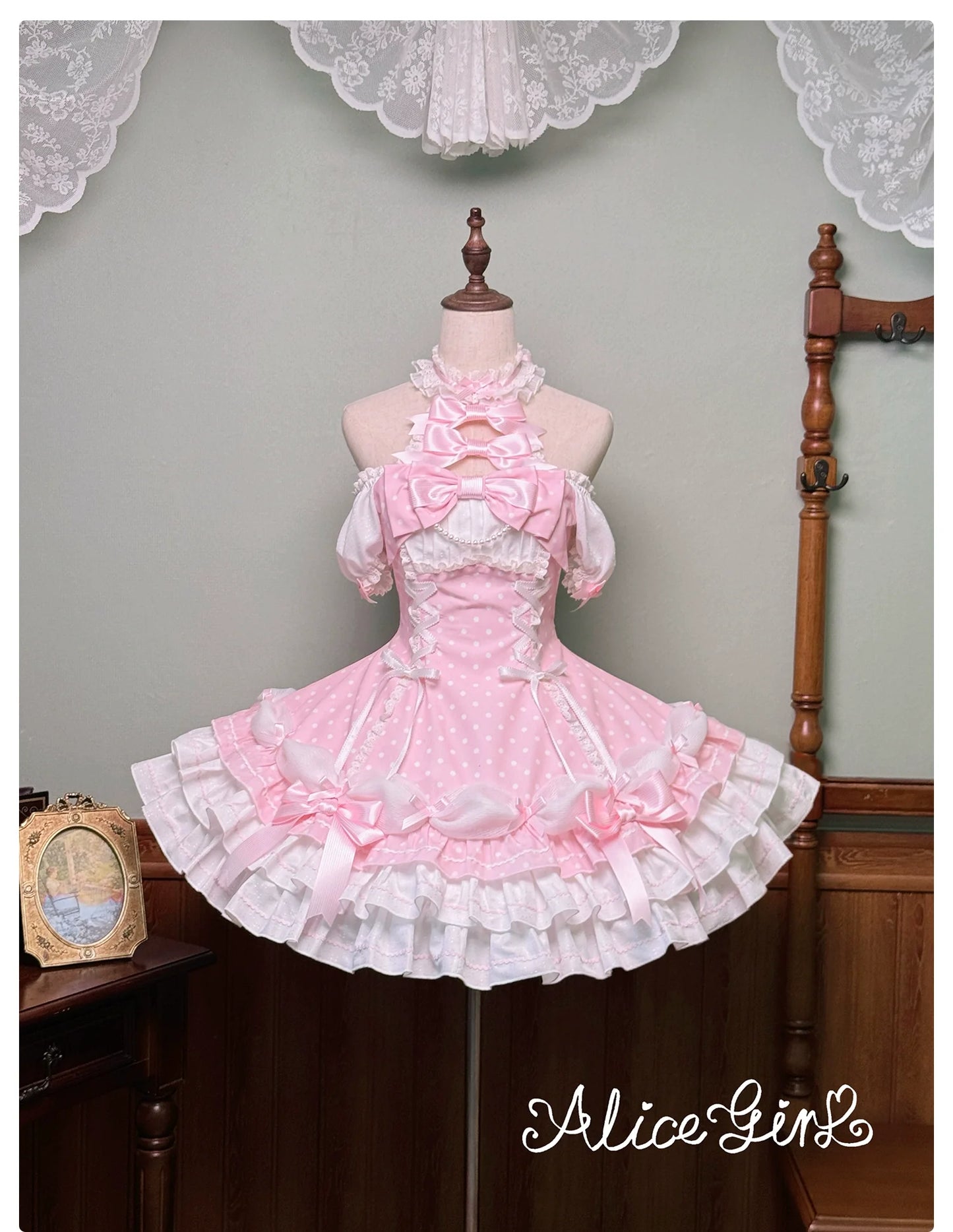 Alice Girl - Old School Polka Dots - Halter Neck Sweet Lolita OP Dress