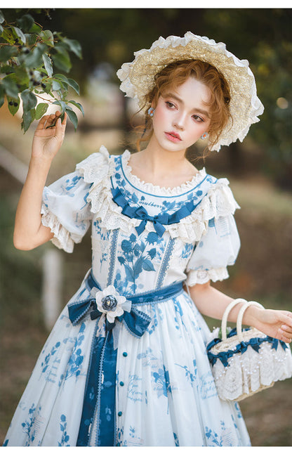 NanShengGe - Mulberry Poem - Country Lolita Printed Dress with Cardigan Set