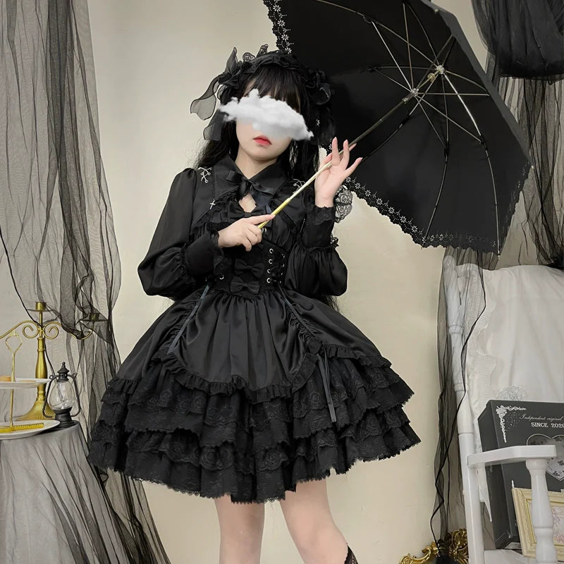 Hanguliang - Cross Medal - Dark Gothic Lolita JSK and Bolero